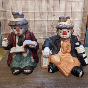 Vintage Interpur Clown music box ceramic figurines